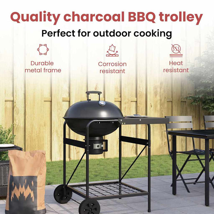 Udendørs grill med hjul Sort 91 x 71 x 107 cm Metal
