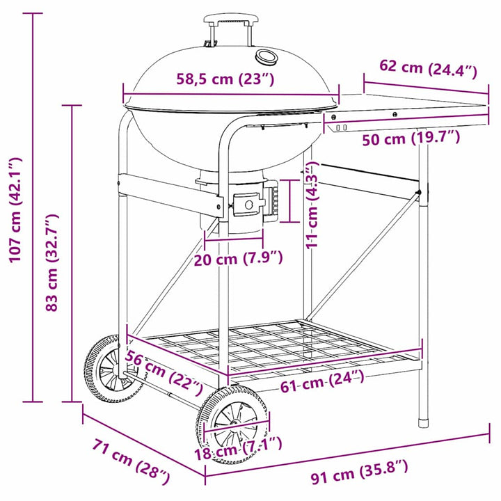 Udendørs grill 91 x 71 x 107 cm Metal Sort