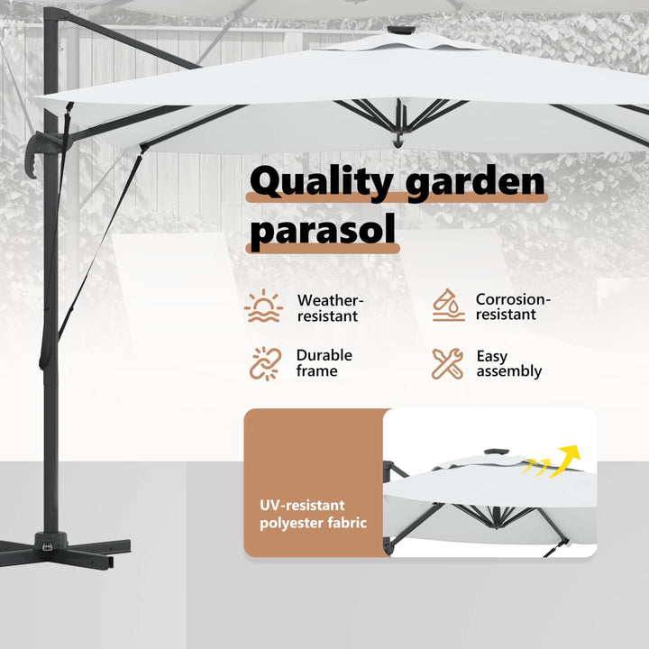 Parasol Sandfarvet 286 x 284 x 270 cm Aluminium og Polyester