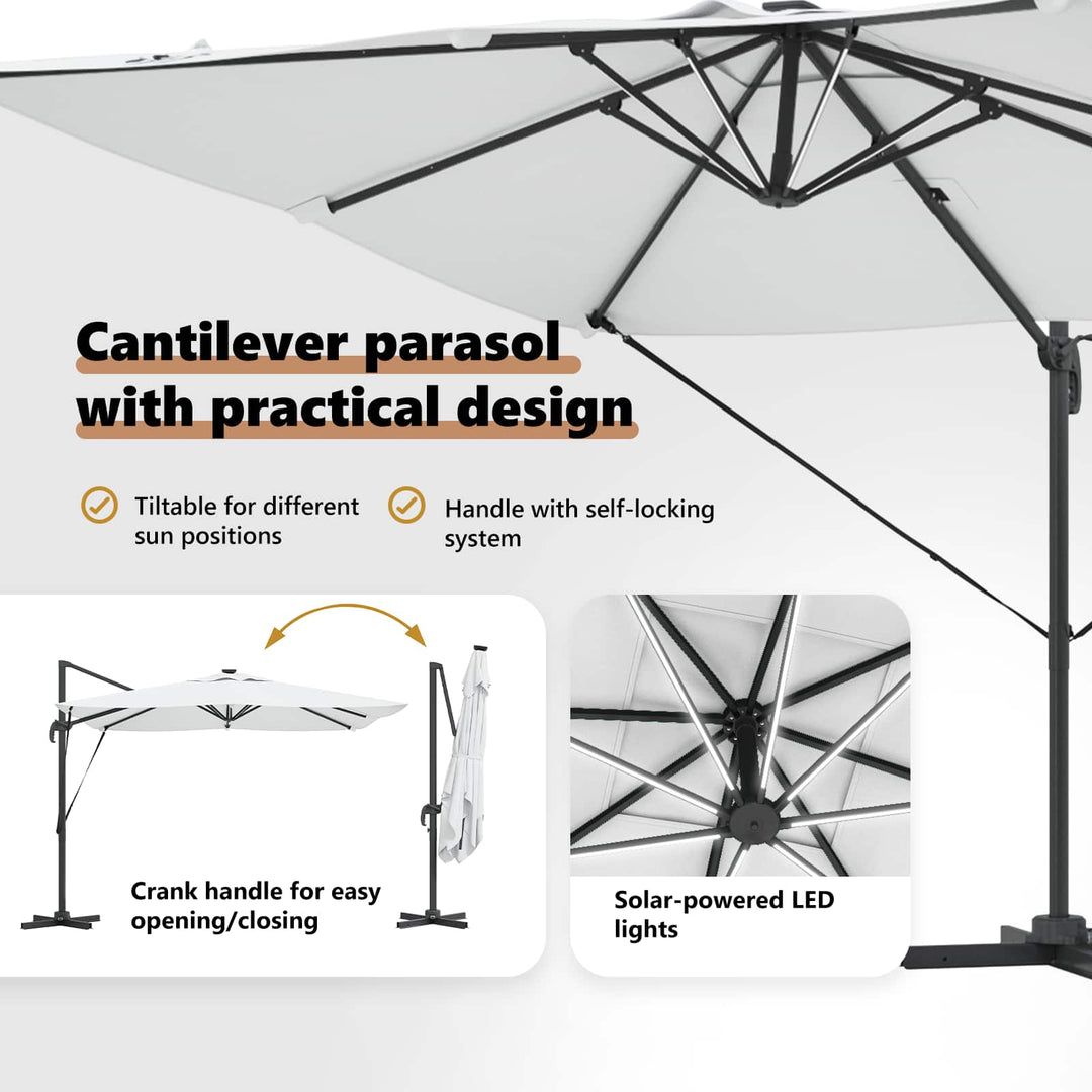 Parasol Sandfarvet 286 x 284 x 270 cm Aluminium og Polyester