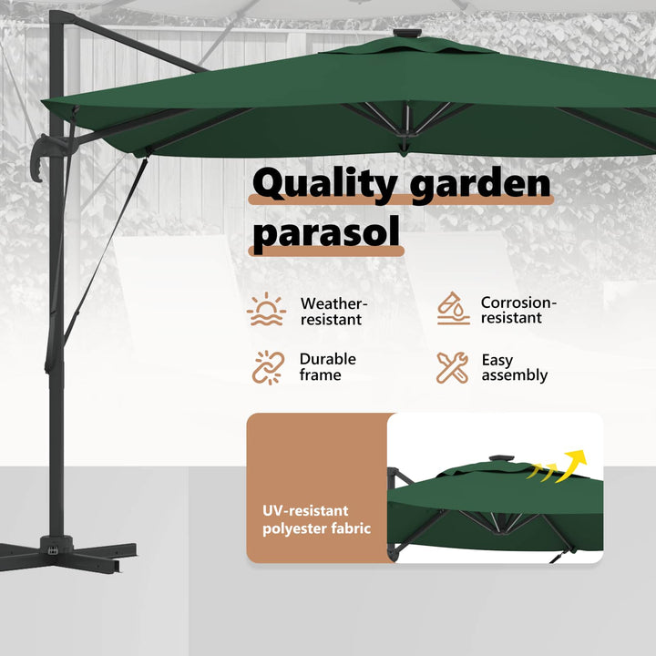 Parasol Grøn 286 x 284 x 270 cm Aluminium og Polyester