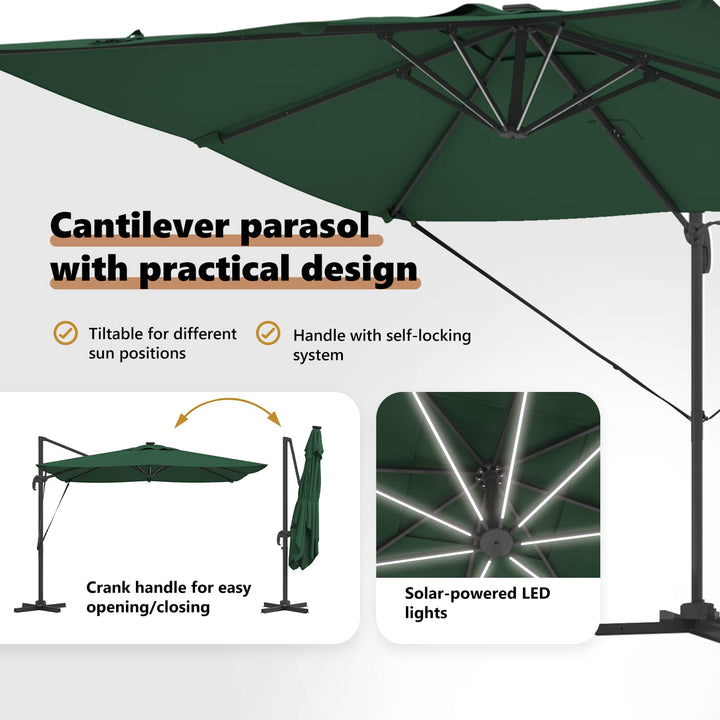 Parasol Grøn 286 x 284 x 270 cm Aluminium og Polyester