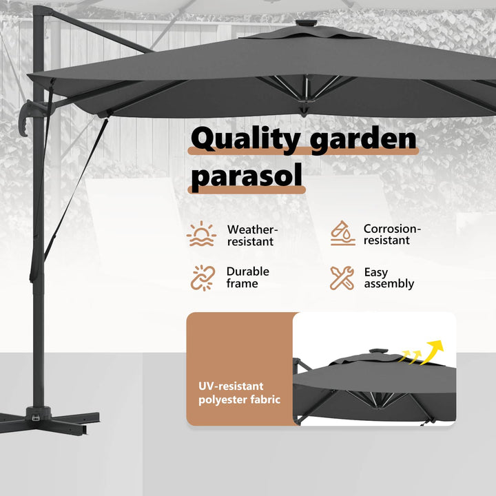 Parasol Antracit 286 x 284 x 270 cm Aluminium og Polyester