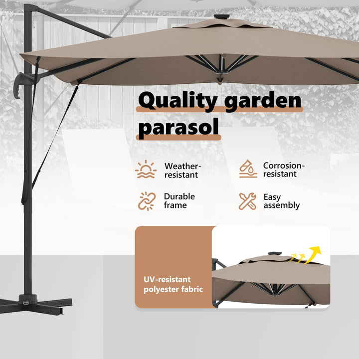 Parasol Gråbrun 286 x 284 x 270 cm Aluminium og Polyester