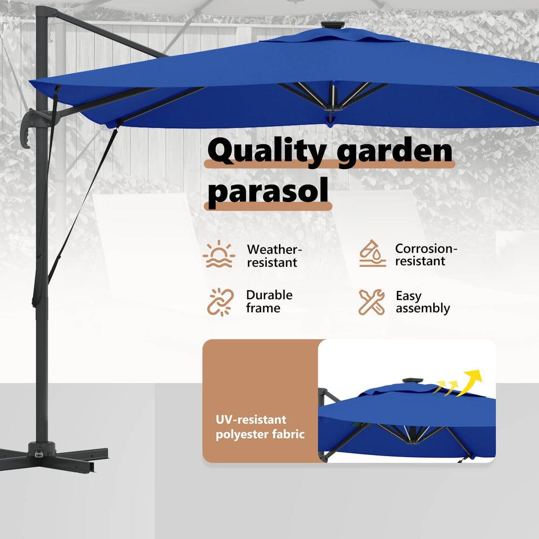 Parasol Azure Blue 286 x 284 x 270 cm Aluminium og Polyester