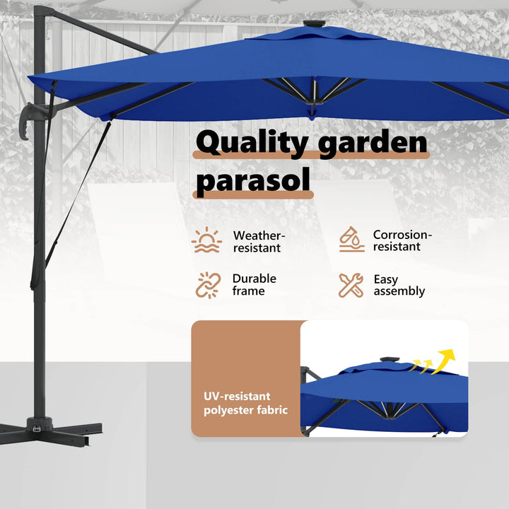 Parasol Azure Blue 286 x 284 x 270 cm Aluminium og Polyester