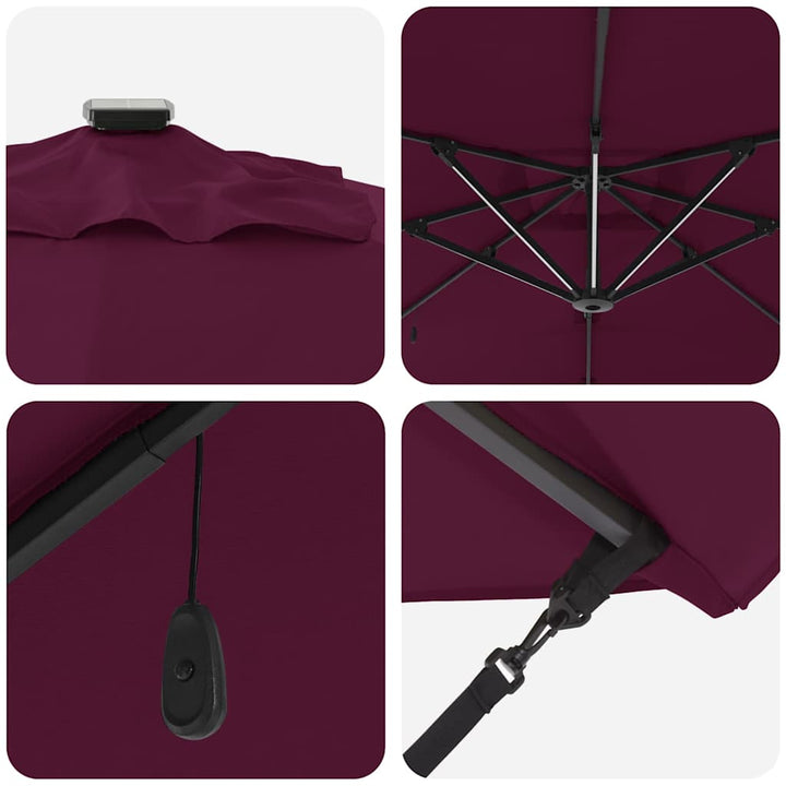 Parasol Bordeaux Rød 286 x 284 x 270 cm Aluminium og Polyester