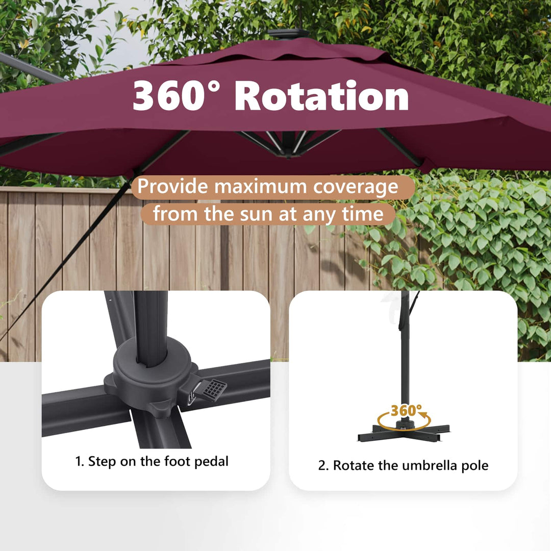 Parasol Bordeaux Rød 286 x 284 x 270 cm Aluminium og Polyester