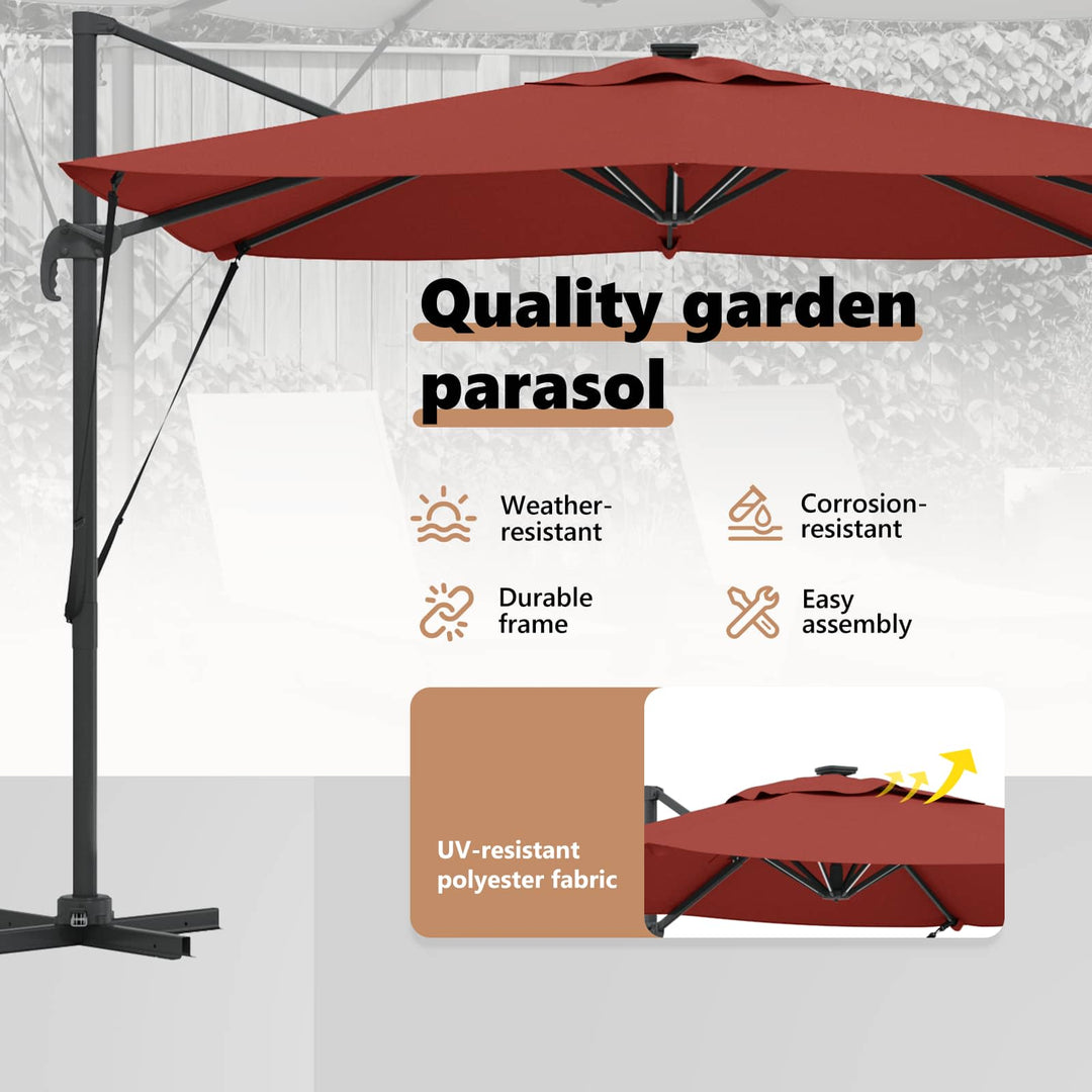 Parasol Terrakotta 286 x 284 x 270 cm Aluminium og Polyester