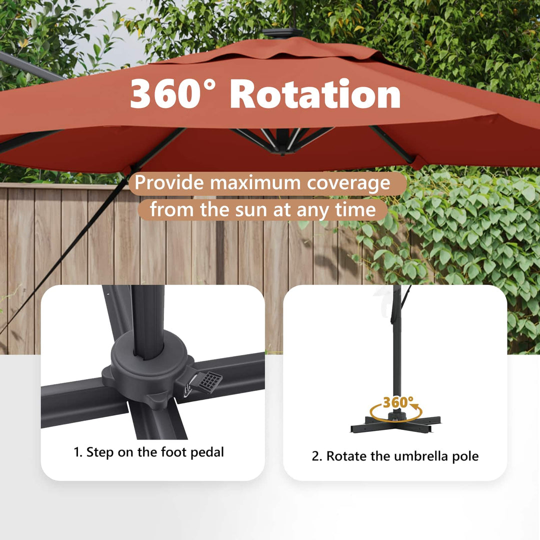 Parasol Terrakotta 286 x 284 x 270 cm Aluminium og Polyester