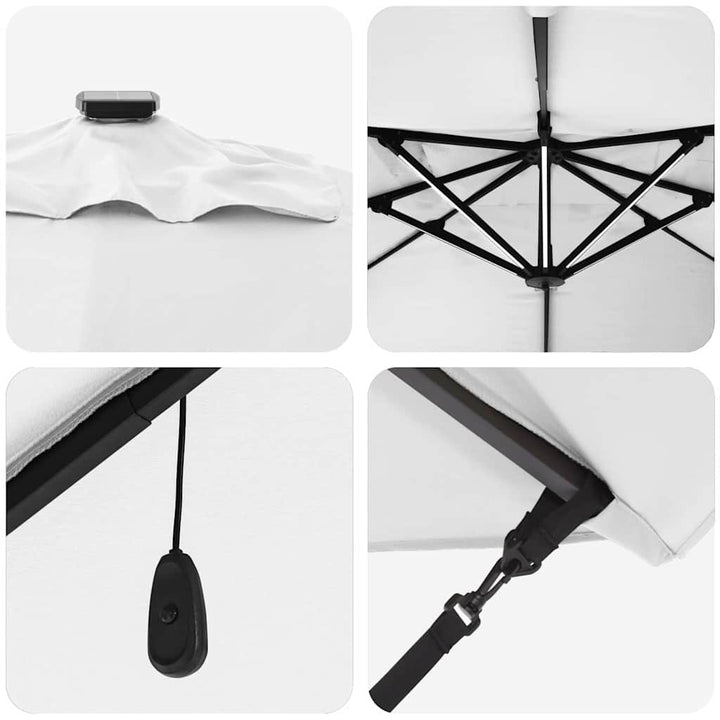 Parasol Sandfarvet 352 x 251 x 265 cm Polyester og Aluminium