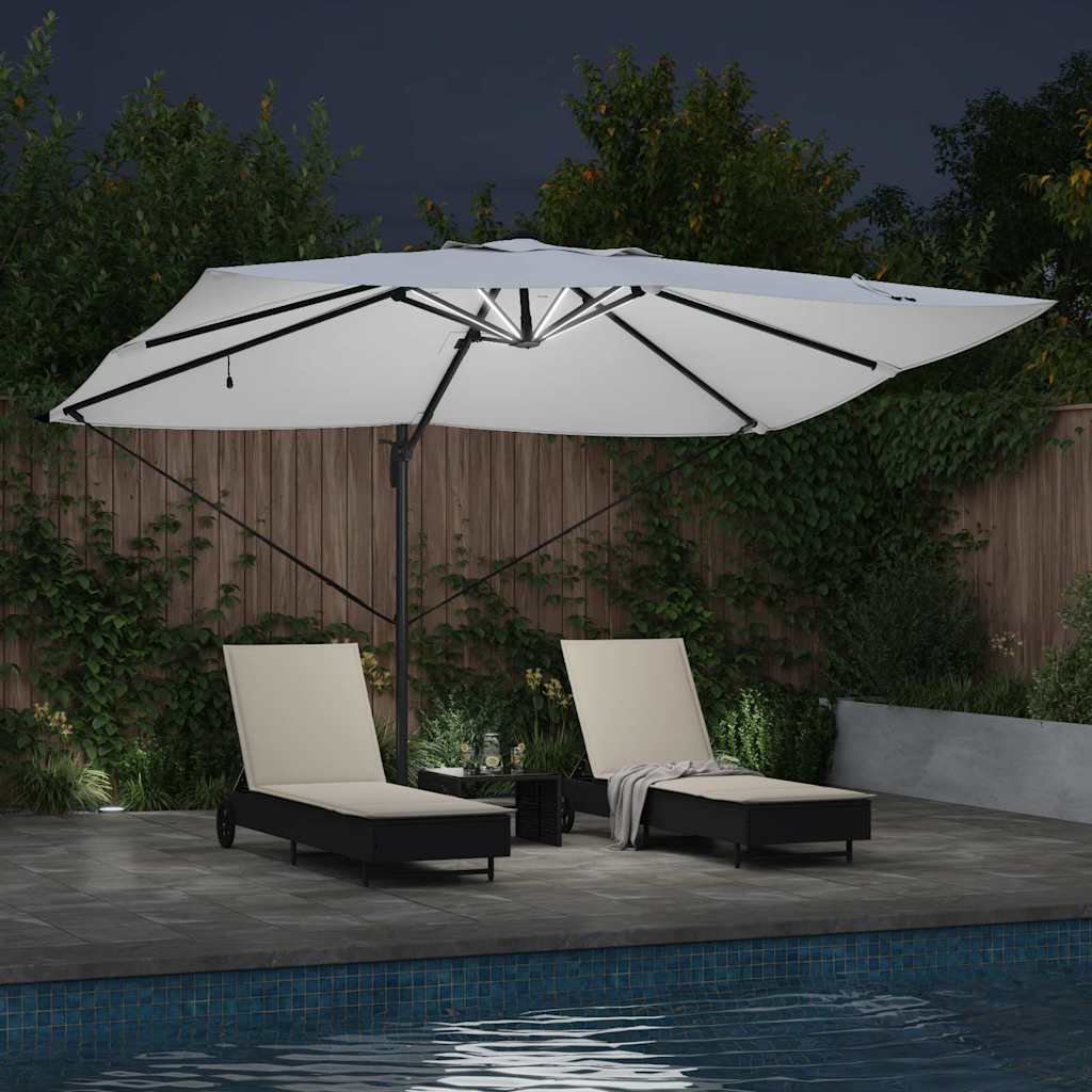 Parasol Sandfarvet 352 x 251 x 265 cm Polyester og Aluminium