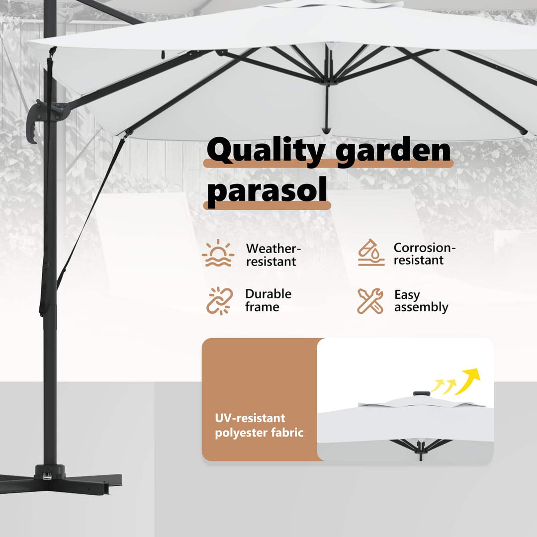 Parasol Sandfarvet 352 x 251 x 265 cm Polyester og Aluminium
