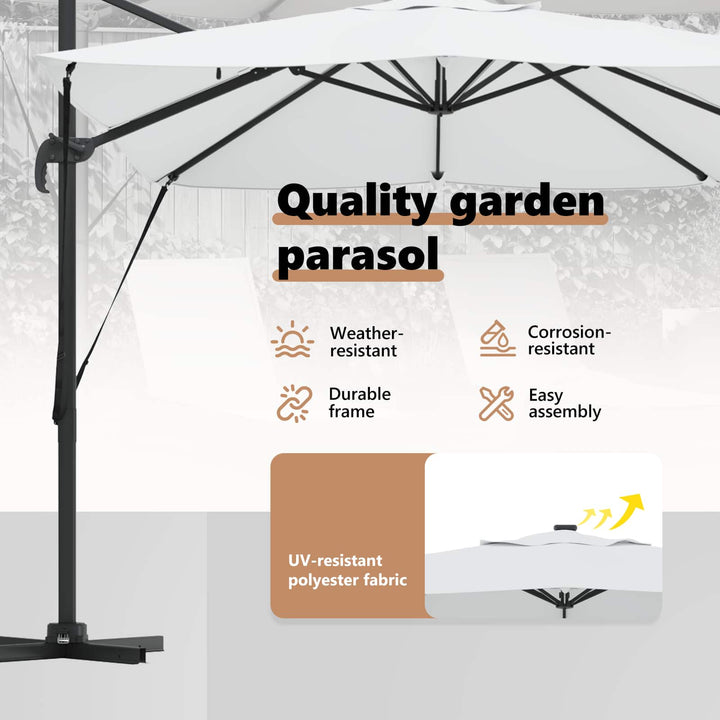 Parasol Sandfarvet 352 x 251 x 265 cm Polyester og Aluminium