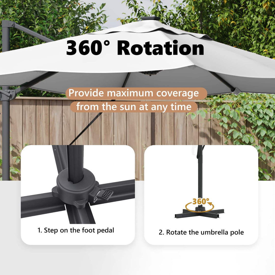 Parasol Sandfarvet 352 x 251 x 265 cm Polyester og Aluminium