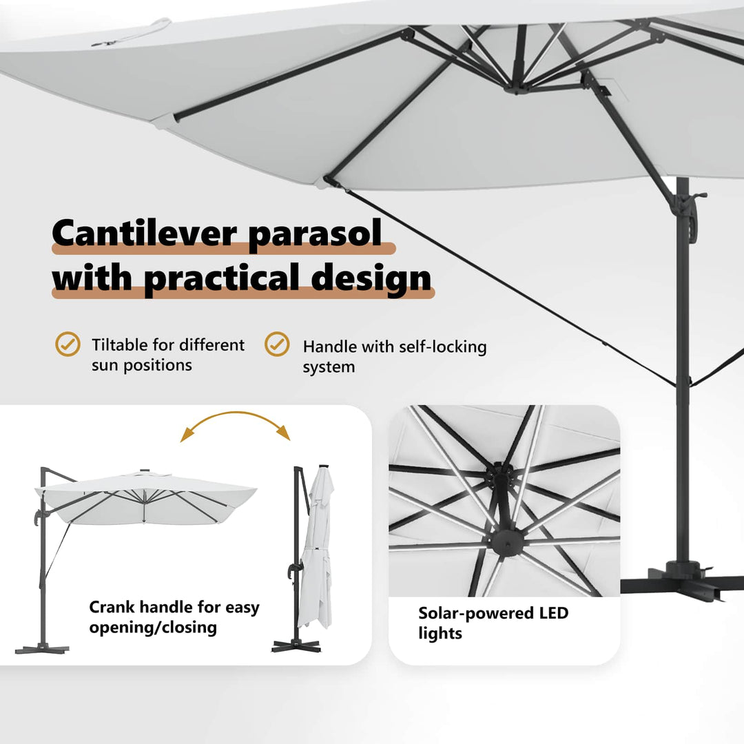 Parasol Sandfarvet 352 x 251 x 265 cm Polyester og Aluminium