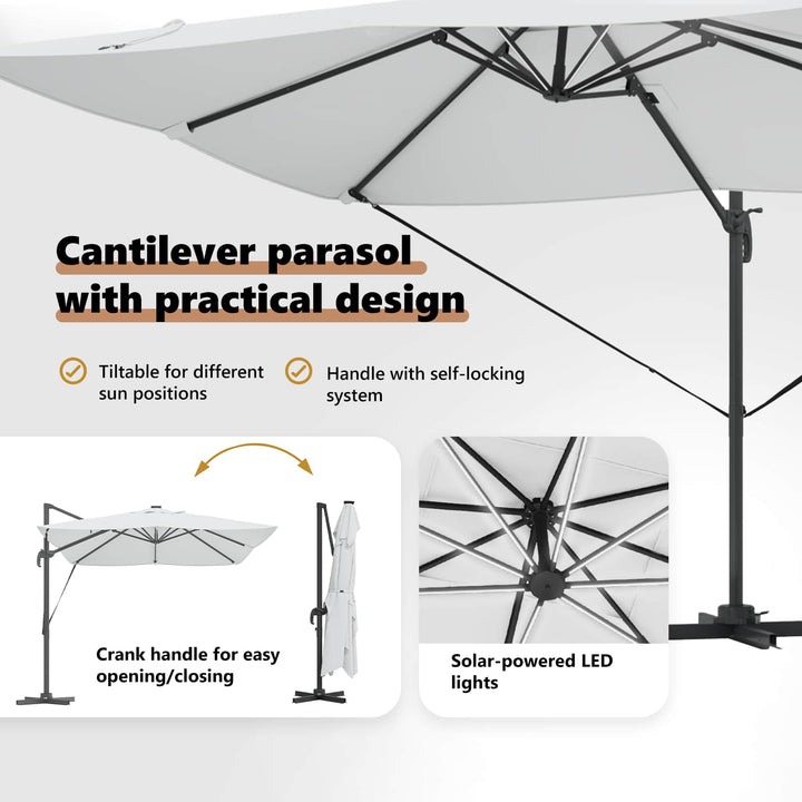 Parasol Sandfarvet 352 x 251 x 265 cm Polyester og Aluminium