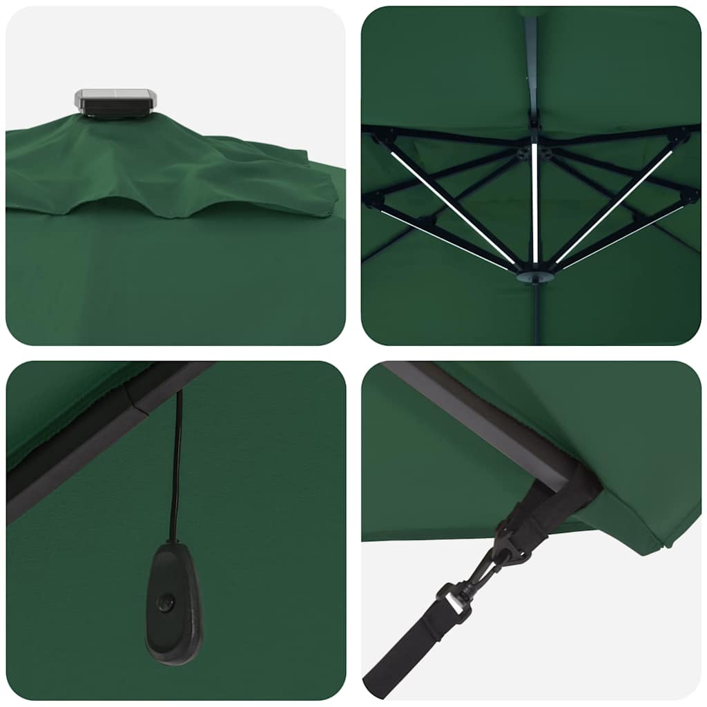 Parasol med lås Grøn 352 x 251 x 265 cm Polyester og Aluminium