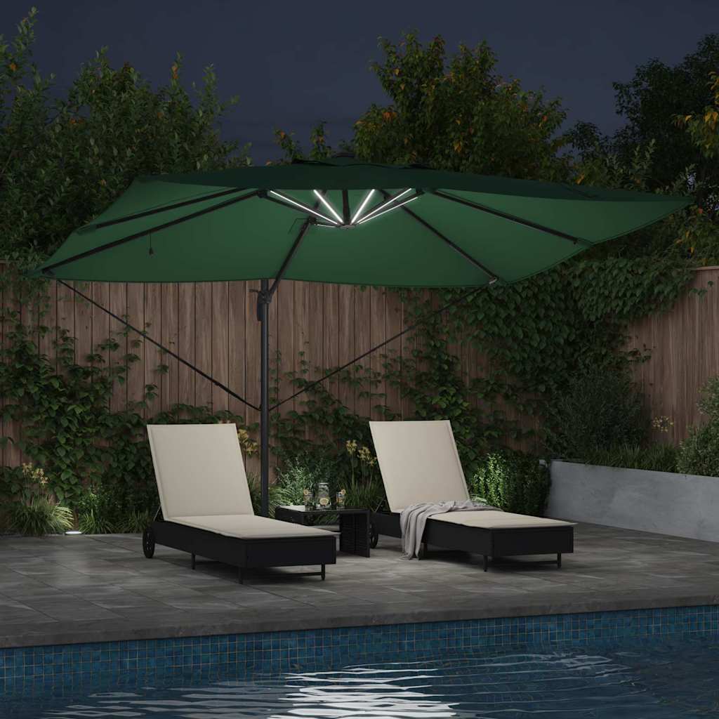 Parasol med lås Grøn 352 x 251 x 265 cm Polyester og Aluminium