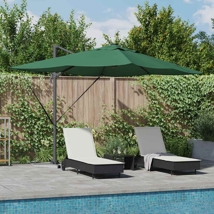 Parasol med lås Grøn 352 x 251 x 265 cm Polyester og Aluminium