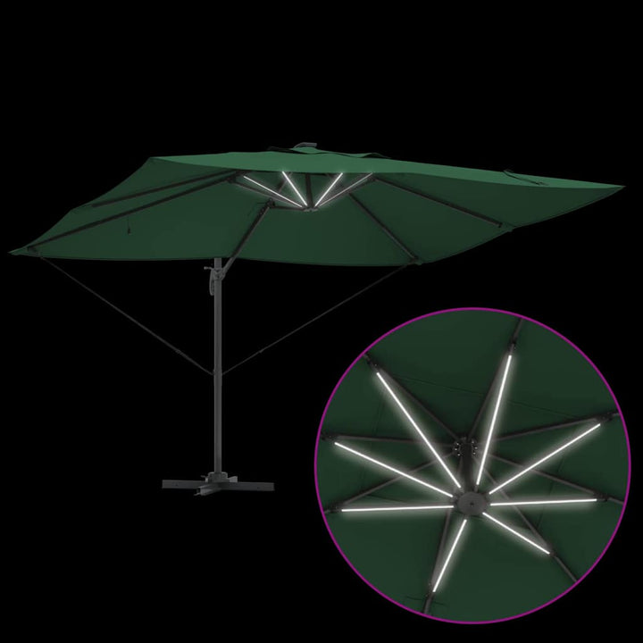 Parasol med lås Grøn 352 x 251 x 265 cm Polyester og Aluminium