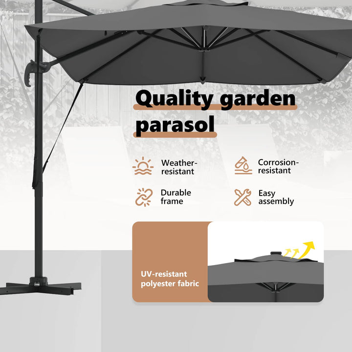 Parasol Antracit 352 x 251 x 265 cm Polyester og Aluminium