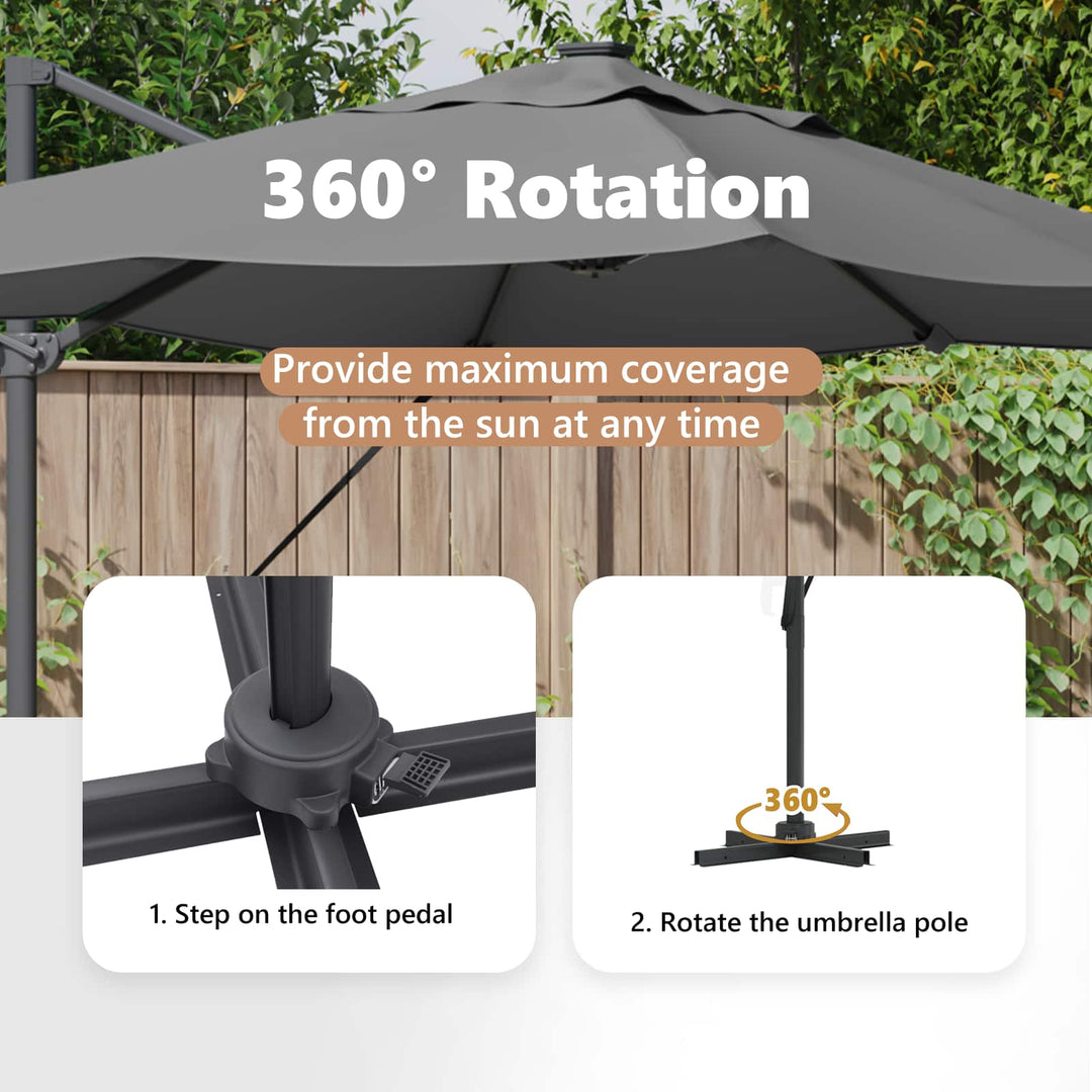 Parasol Antracit 352 x 251 x 265 cm Polyester og Aluminium