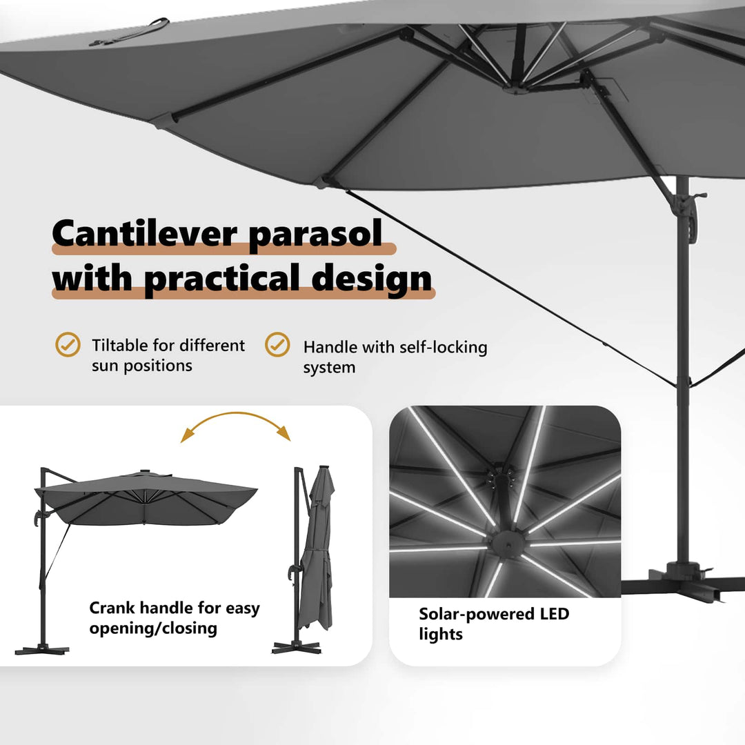 Parasol Antracit 352 x 251 x 265 cm Polyester og Aluminium