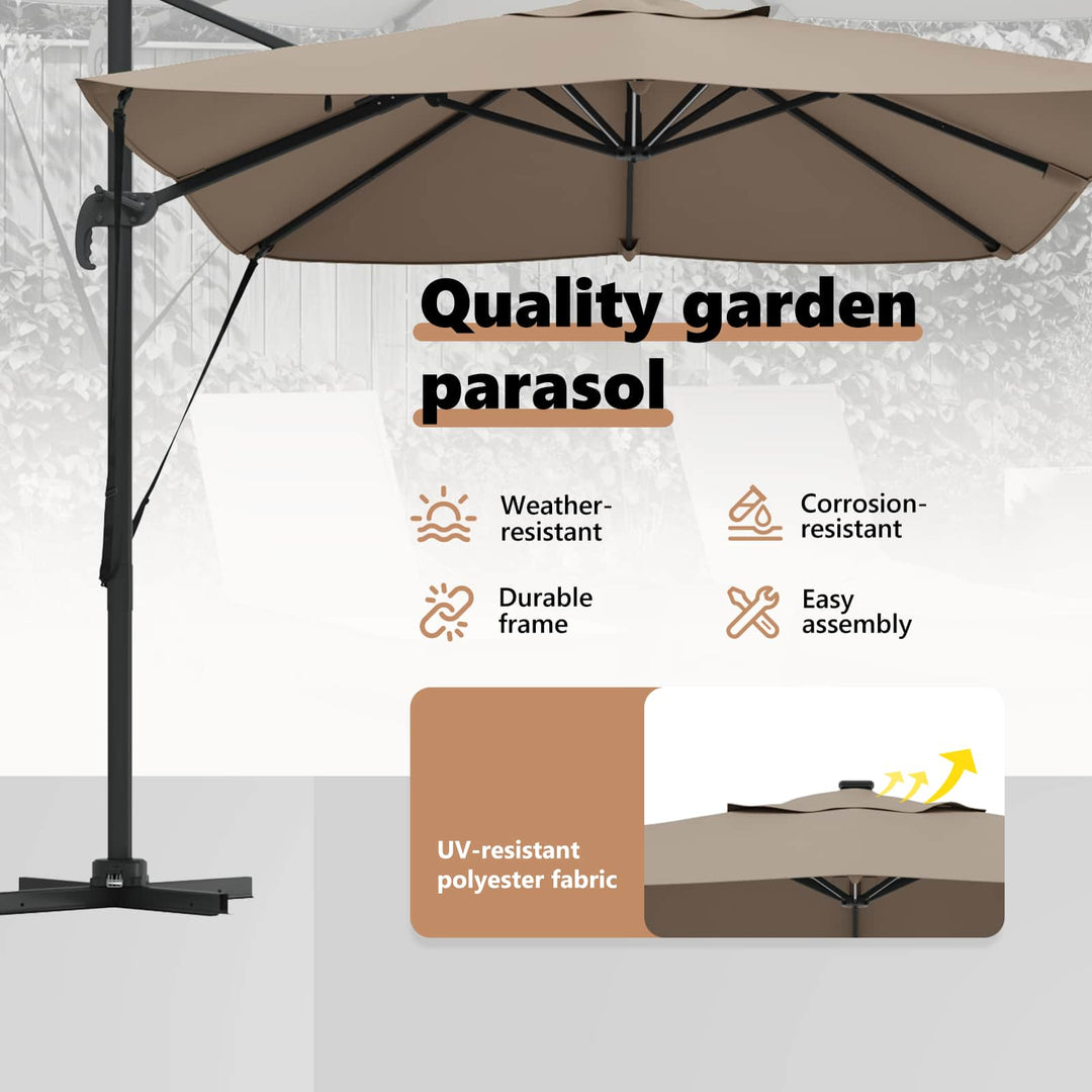 Parasol Gråbrun 352 x 251 x 265 cm Polyester og Aluminium