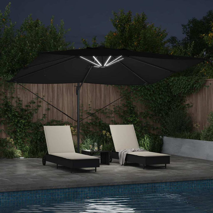 Parasol med lås Sort 352 x 251 x 265 cm Polyester og Aluminium