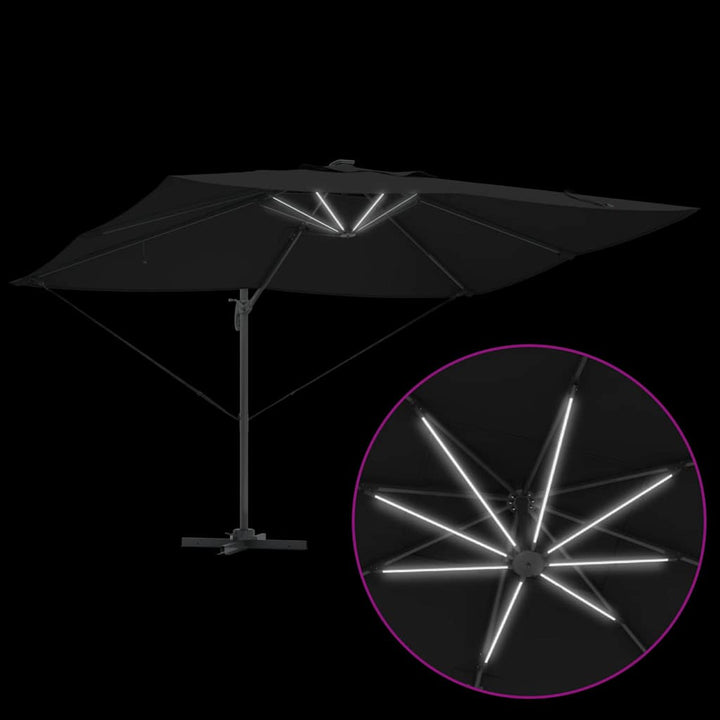 Parasol med lås Sort 352 x 251 x 265 cm Polyester og Aluminium