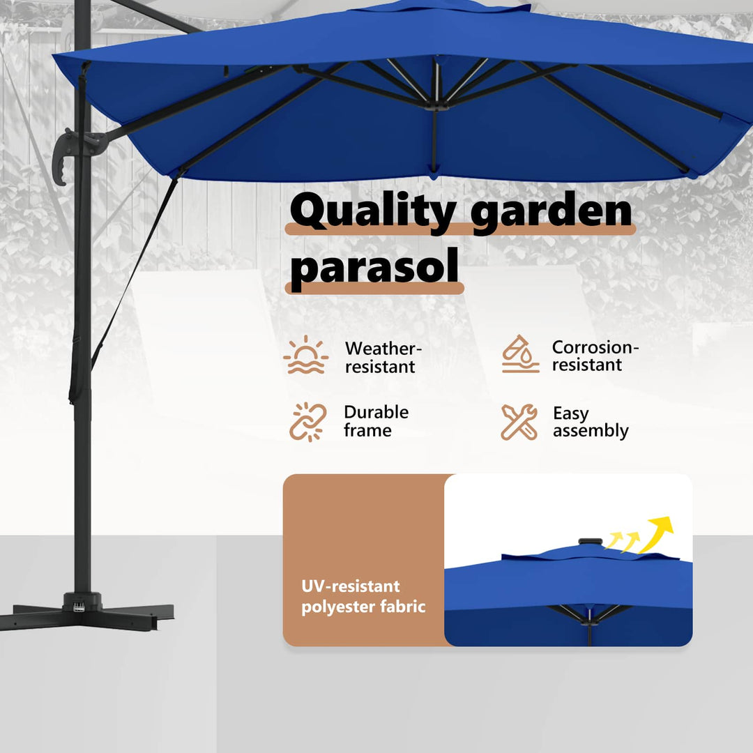 Parasol 352 x 251 x 265 cm Polyester og Aluminium Azurblå