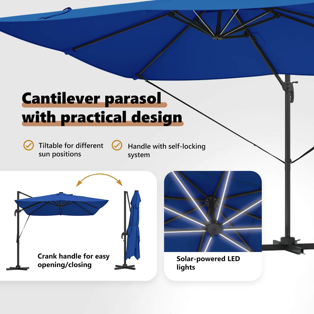 Parasol 352 x 251 x 265 cm Polyester og Aluminium Azurblå