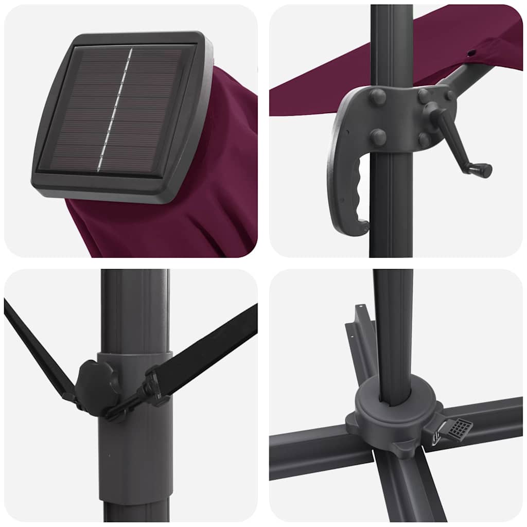 Parasol Bordeaux Rød 352 x 251 x 265 cm Polyester og Aluminium