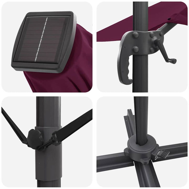 Parasol Bordeaux Rød 352 x 251 x 265 cm Polyester og Aluminium