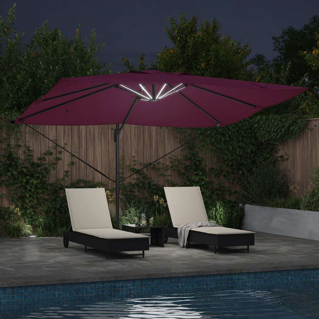 Parasol Bordeaux Rød 352 x 251 x 265 cm Polyester og Aluminium