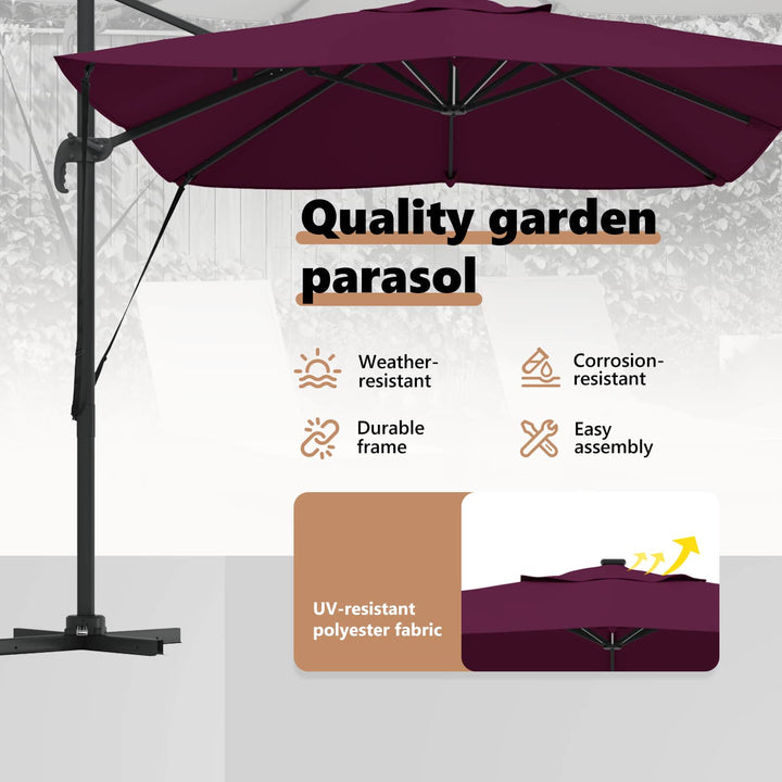 Parasol Bordeaux Rød 352 x 251 x 265 cm Polyester og Aluminium