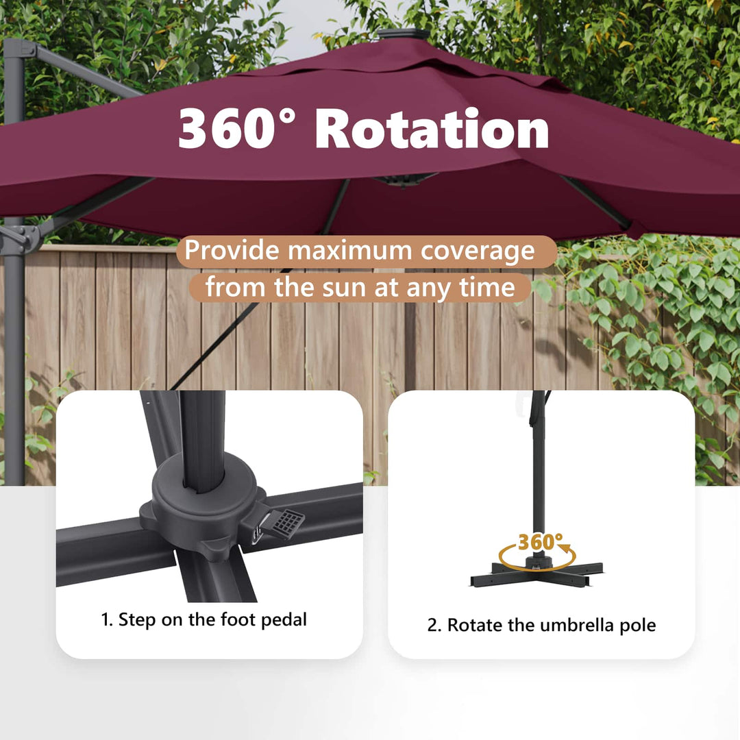 Parasol Bordeaux Rød 352 x 251 x 265 cm Polyester og Aluminium
