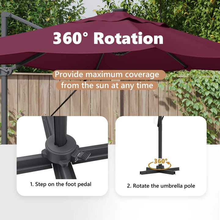 Parasol Bordeaux Rød 352 x 251 x 265 cm Polyester og Aluminium