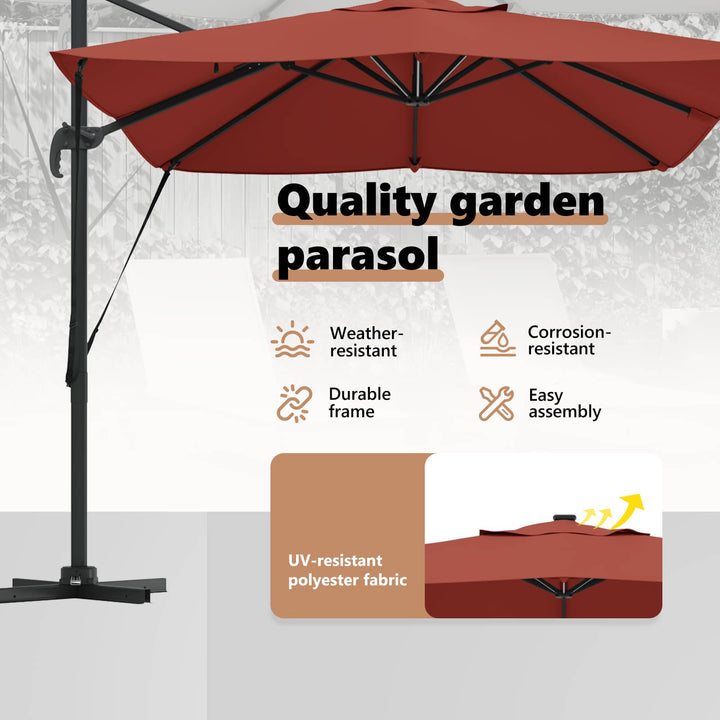 Parasol Terrakotta 352 x 251 x 265 cm Polyester og Aluminium
