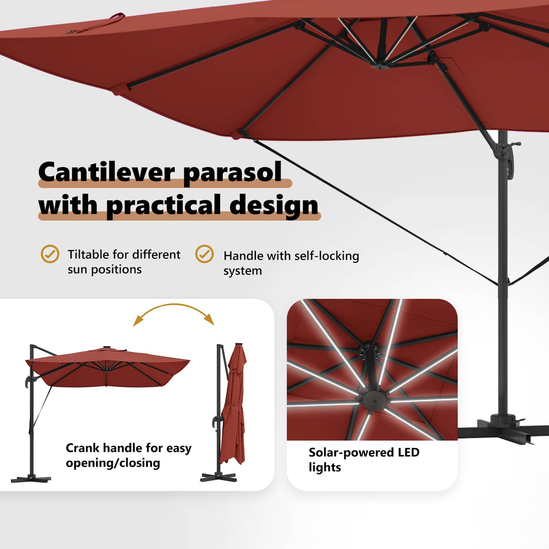 Parasol Terrakotta 352 x 251 x 265 cm Polyester og Aluminium