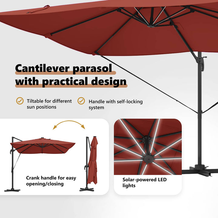 Parasol Terrakotta 352 x 251 x 265 cm Polyester og Aluminium
