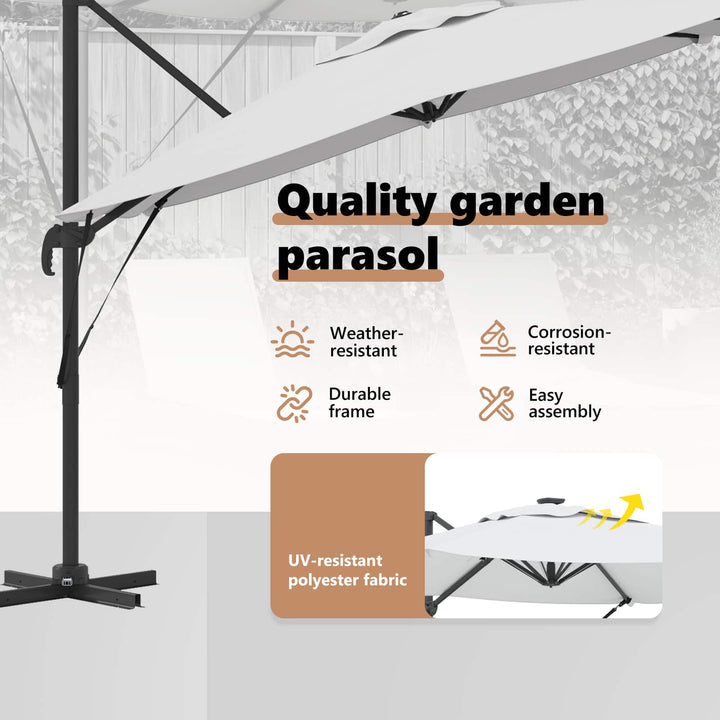 Roma Parasol Beige 286 x 284 x 265 cm Aluminium og Polyester