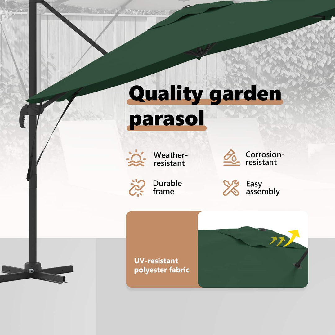 Roma Parasol Grøn 286 x 284 x 265 cm Aluminium og Polyester