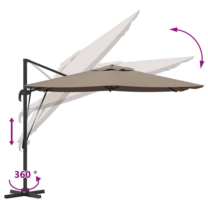 Roma Parasol Gråbrun 286 x 284 x 265 cm Aluminium og Polyester