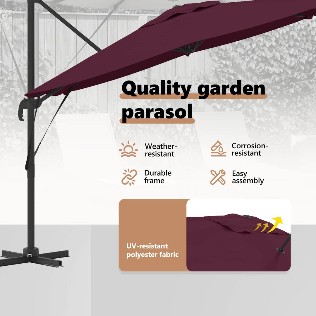 Roma Parasol Rød 286 x 284 x 265 cm Aluminium og Polyester