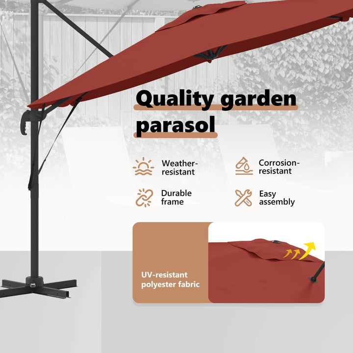 Roma Parasol Rød 286 x 284 x 265 cm Aluminium og Polyester