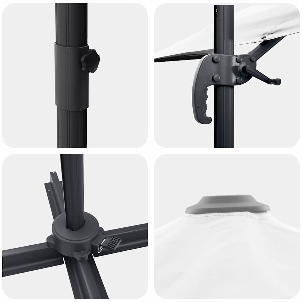 Parasol Sandfarvet 351 x 250 x 260 cm Polyester og Aluminium