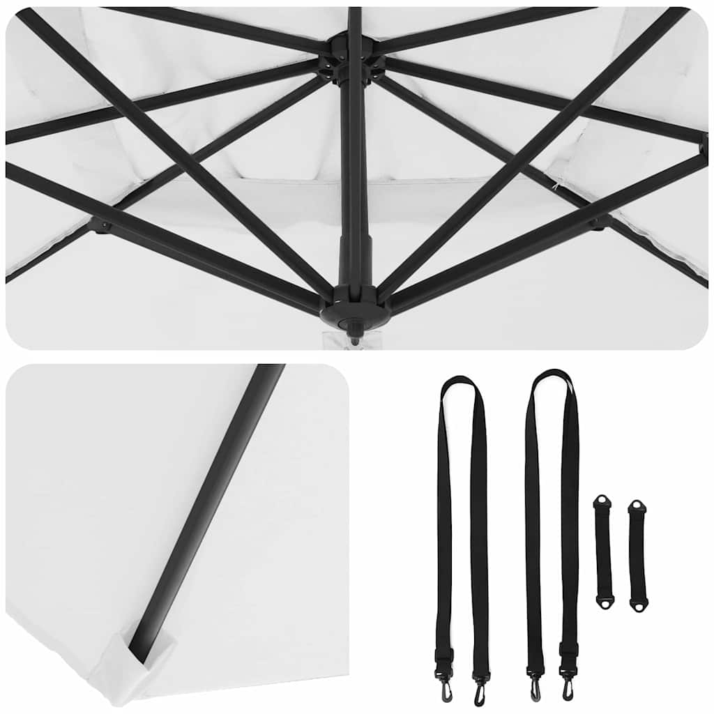 Parasol Sandfarvet 351 x 250 x 260 cm Polyester og Aluminium
