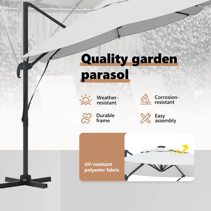 Parasol Sandfarvet 351 x 250 x 260 cm Polyester og Aluminium